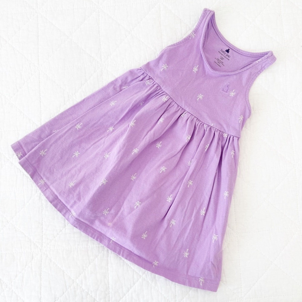 3 Years GAP Kids Light Purple Palm Trees Print Casual Racerback Dress
